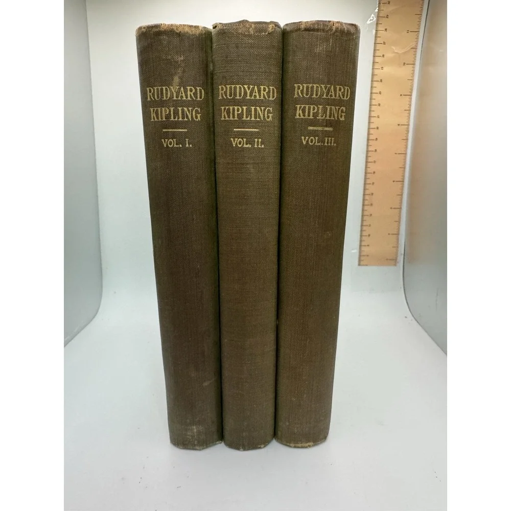 Vintage 1900s Vol. 1, 2, & 3 Selected Works Rudyard Kipling Green HC